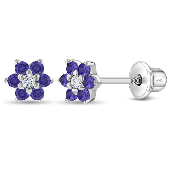 Pink Rose Gold Plated 925 Sterling Silver Circle Earrings - Iced CZ Flower Cluster, Screw Back, 10mm - View #3