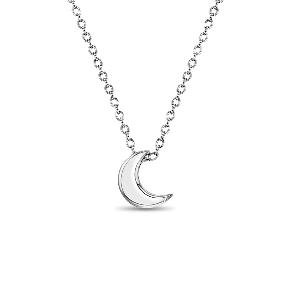 Crescent Moon Women's Necklace - Sterling Silver