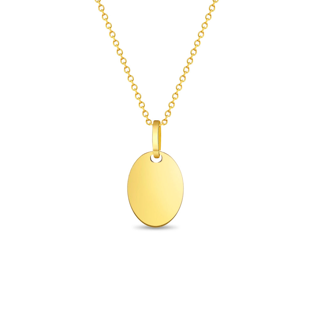 14k Gold Oval Engravable Women's Pendant