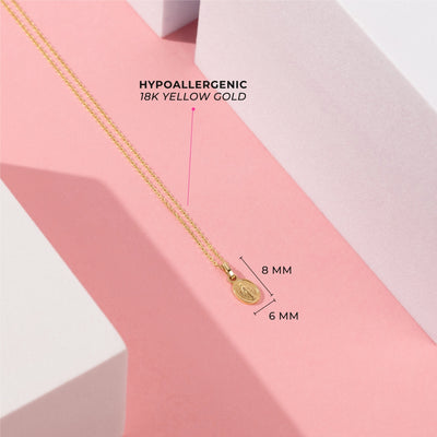 18k Gold Oval Virgin Mary Kids / Children's / Girls Pendant/Necklace