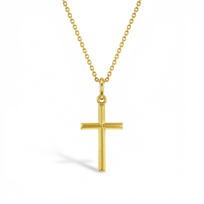 18k Gold Classic Stick Cross Baby / Kids / Girls Pendant
