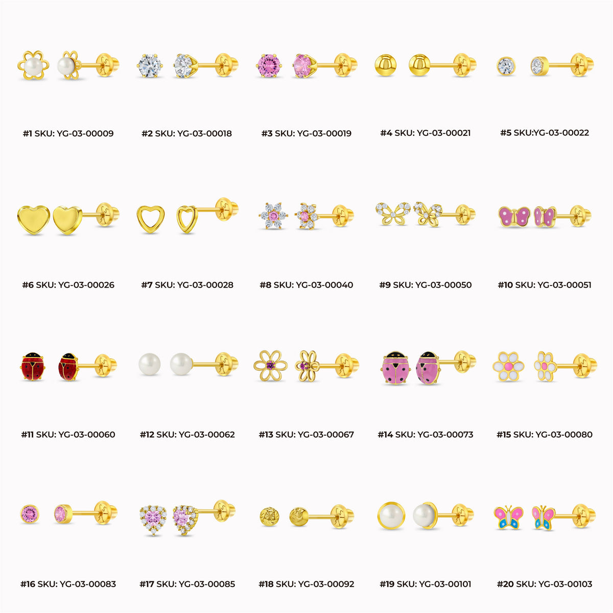 In Season Jewelry Best Selling 14k Yellow Gold Small MDF Display Earrings Bundle 40 Pieces