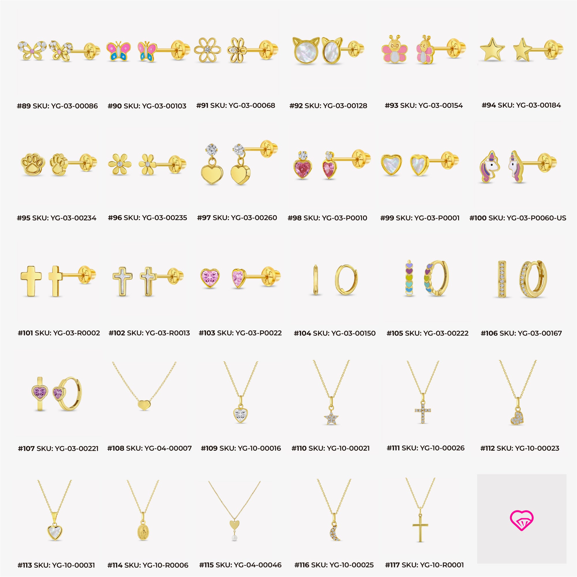 In Season Jewelry Best Selling Mixed 4-Sided Countertop Display Earrings Bundle 117 Pieces