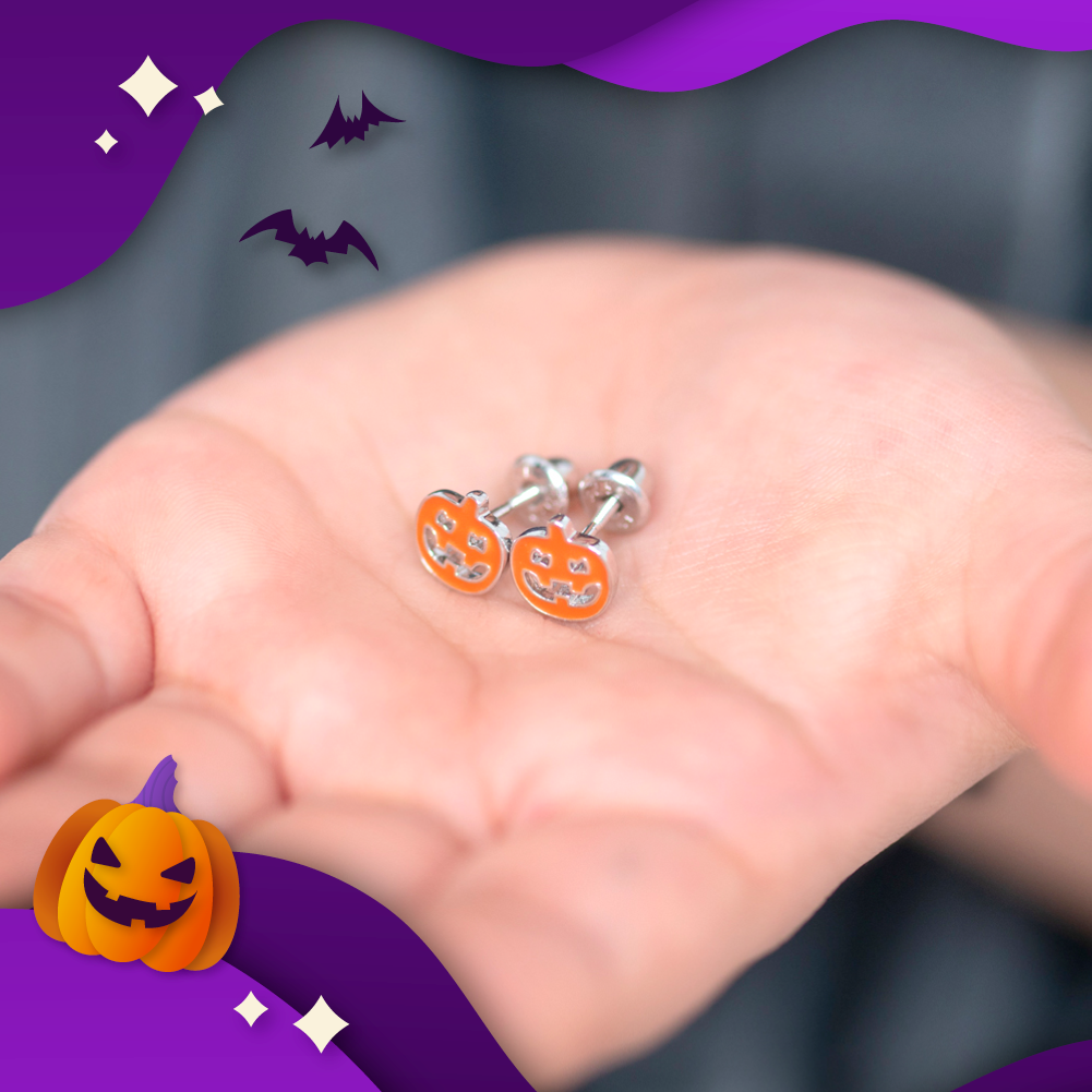 Halloween Trio Kids / Children's / Girls Earrings Screw Back Set Enamel - Sterling Silver