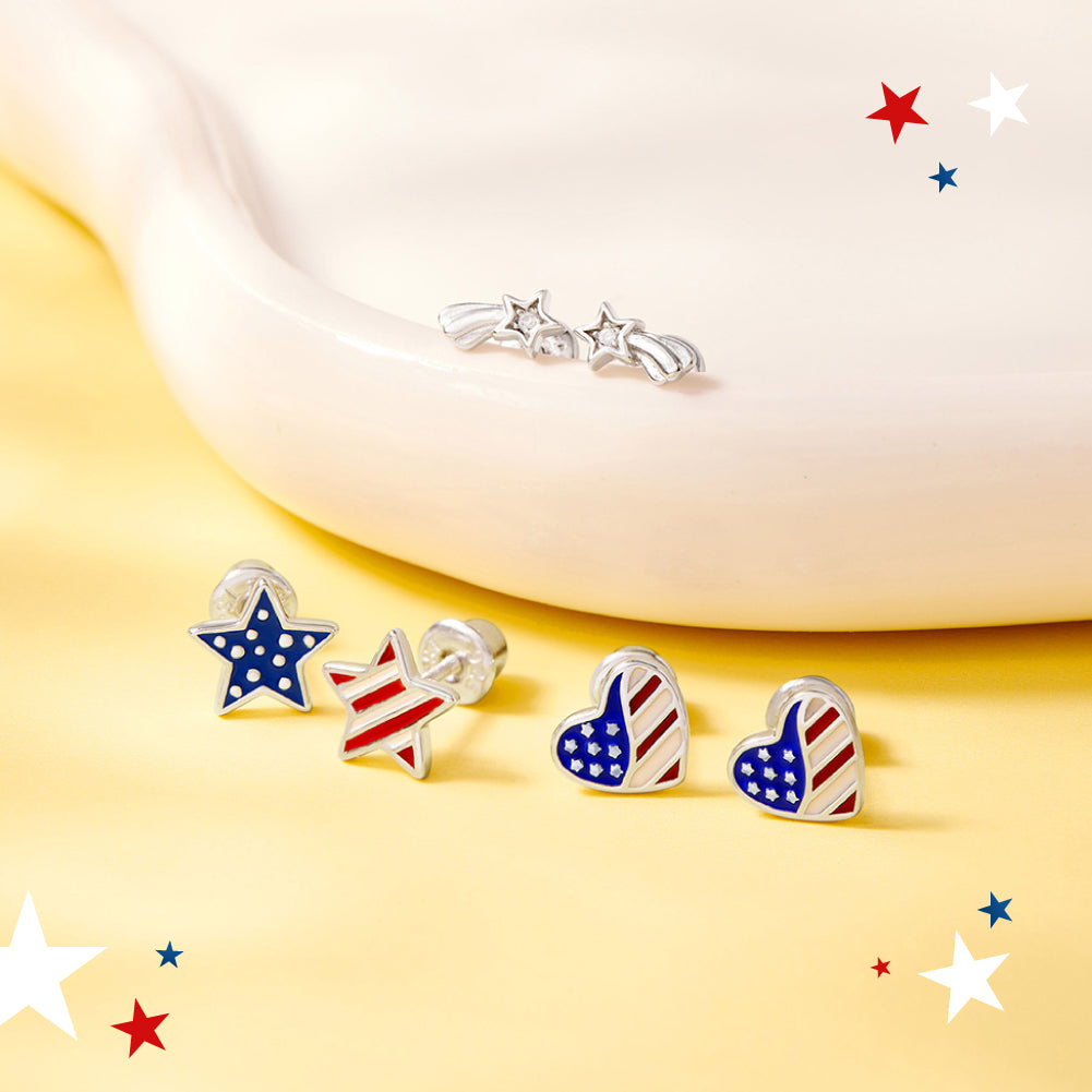 Twinkle Starlight Clear CZ Kids / Children's / Girls Earrings Screw Back - Sterling Silver