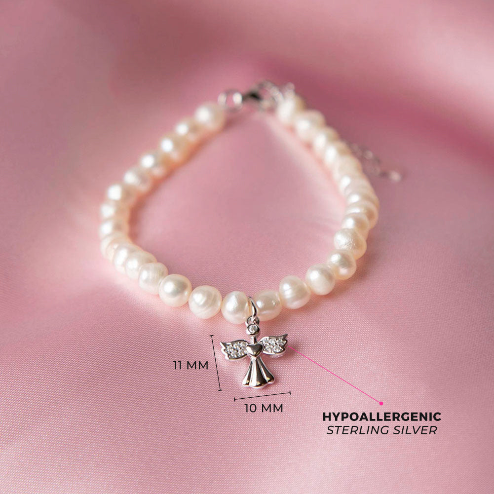 925 Sterling Silver Guardian Angel Necklace & Bracelet Jewelry Set For Girls