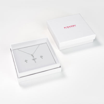 Tiny Glimmering Cross Toddler / Kids / Girls Jewelry Set - Sterling Silver