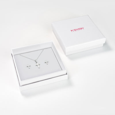 Classic Clear CZ Cross Kids / Children's / Girls Jewelry Set - Sterling Silver