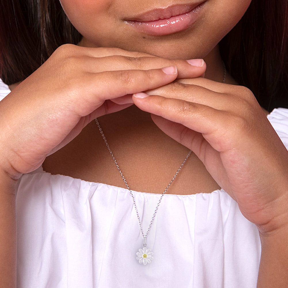 925 Sterling Silver The Perfect Daisy Necklace Jewelry Set For Young Girls