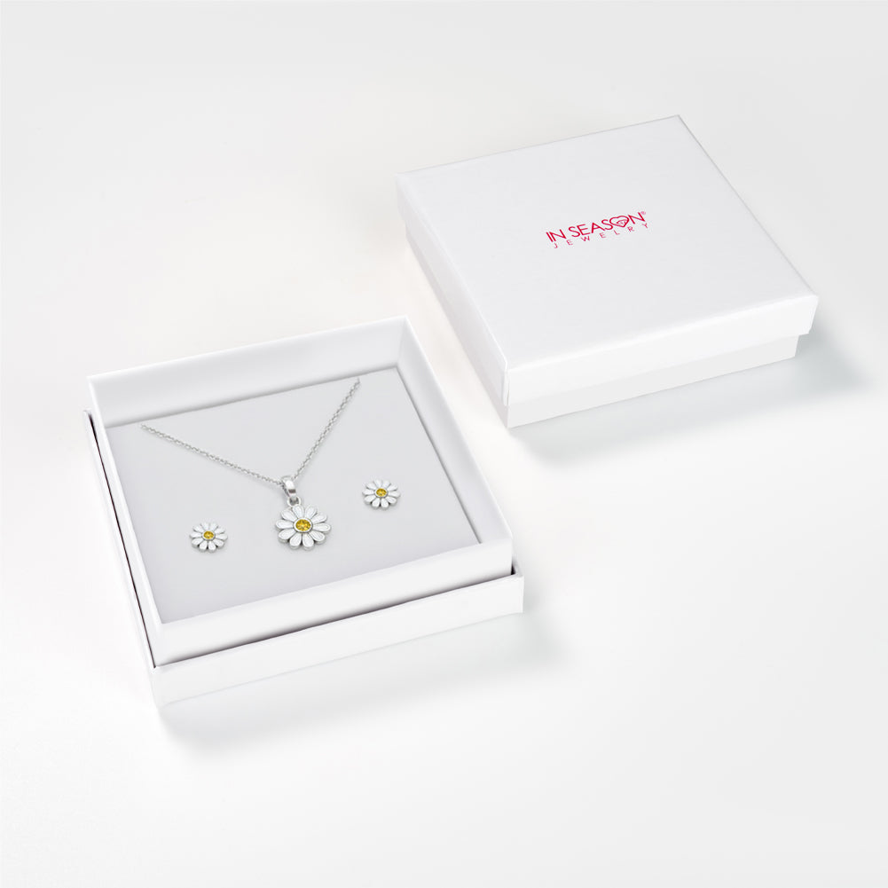 925 Sterling Silver The Perfect Daisy Necklace Jewelry Set For Young Girls