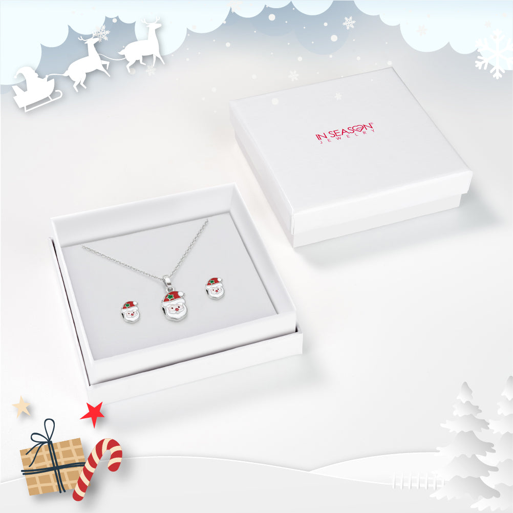 Jolly Christmas Santa Kids / Children's / Girls Jewelry Set - Sterling Silver
