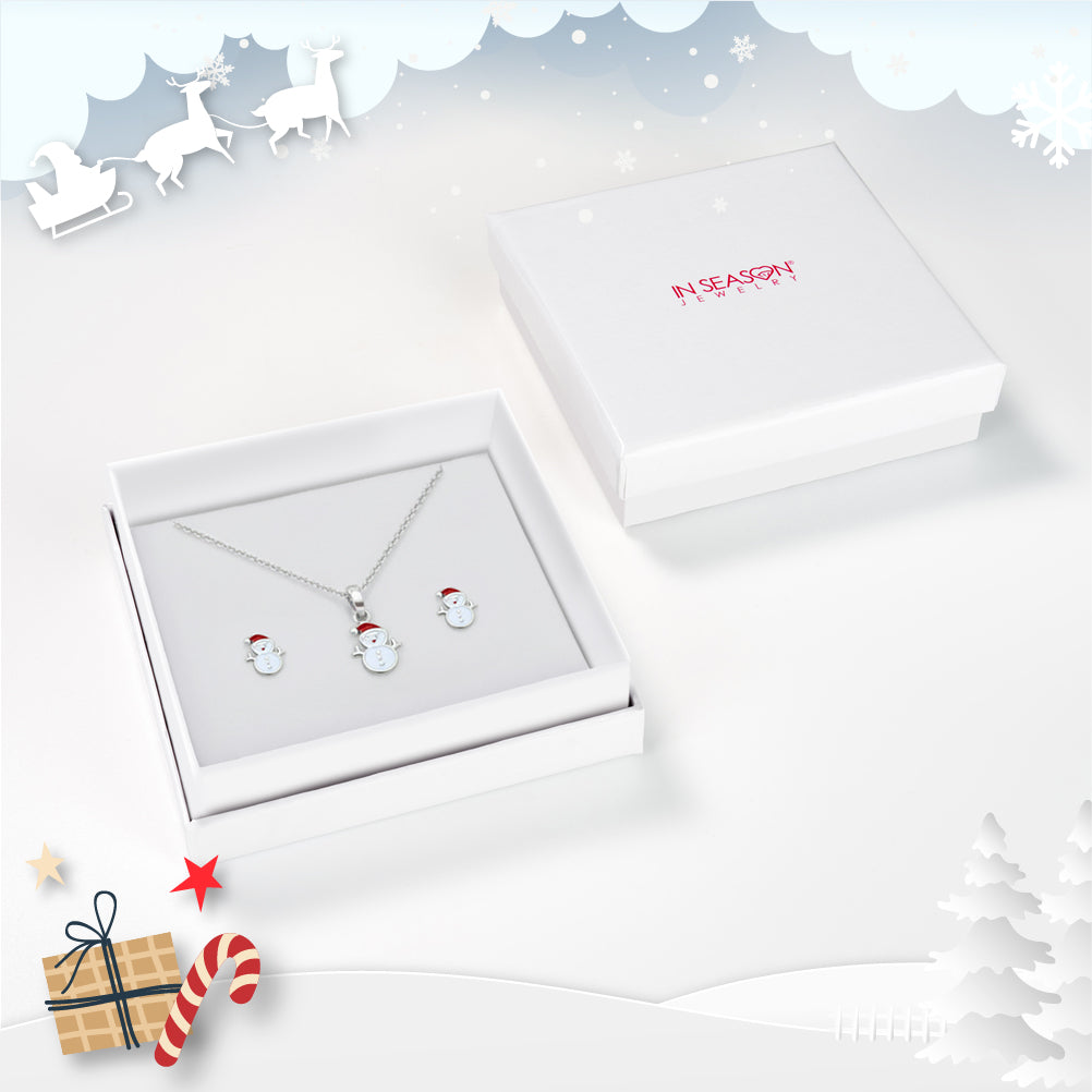 Christmas Snowman Kids / Children's / Girls Jewelry Set - Sterling Silver