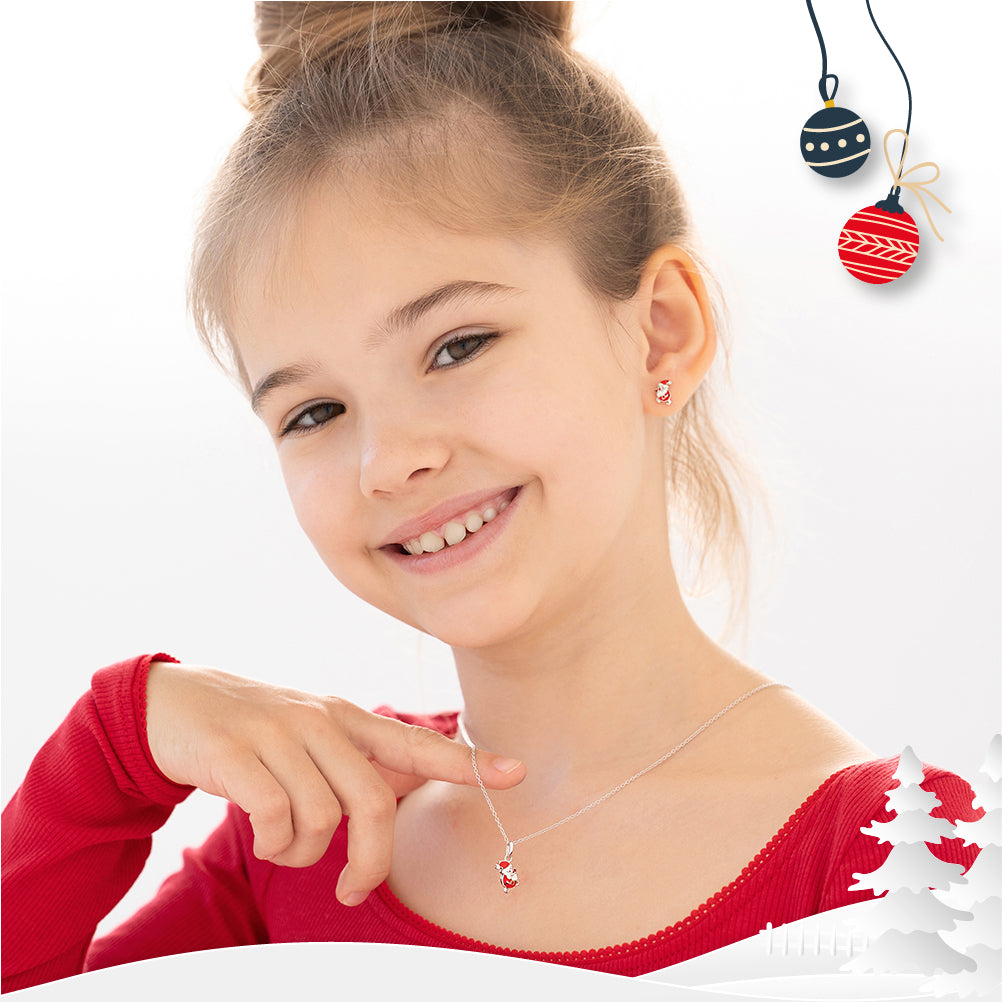 Christmas Santa Kids / Children's / Girls Jewelry Set - Sterling Silver