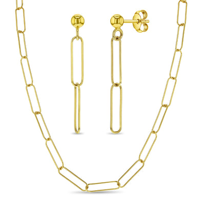 Paperclip Women's Plated Jewelry Set - Sterling Silver