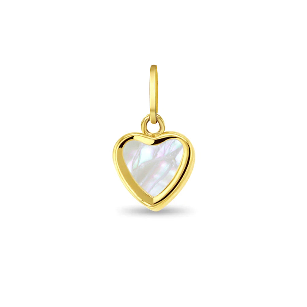 14k Gold Mother of Pearl Heart Charm