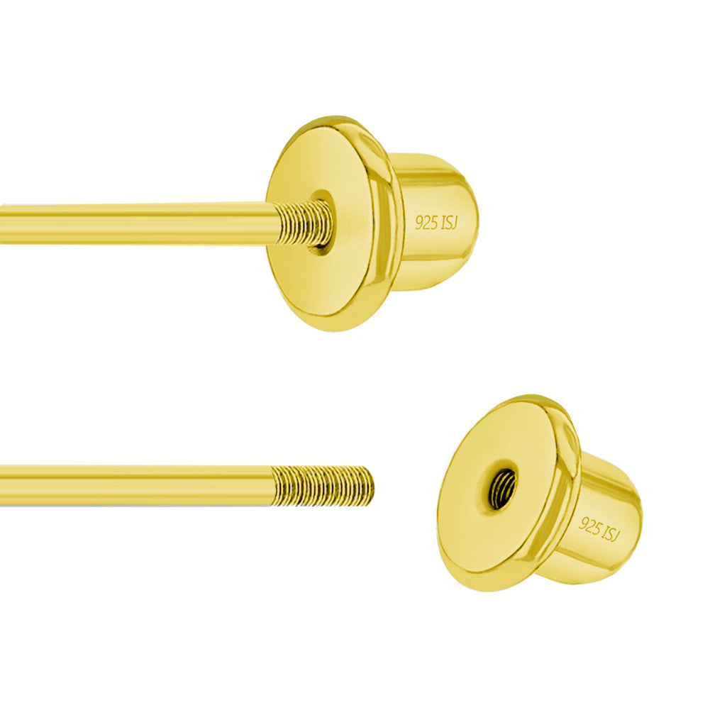 925 Sterling Silver Gold Plated Earring Screw Backs Only Fits In Season Jewelry for Girls