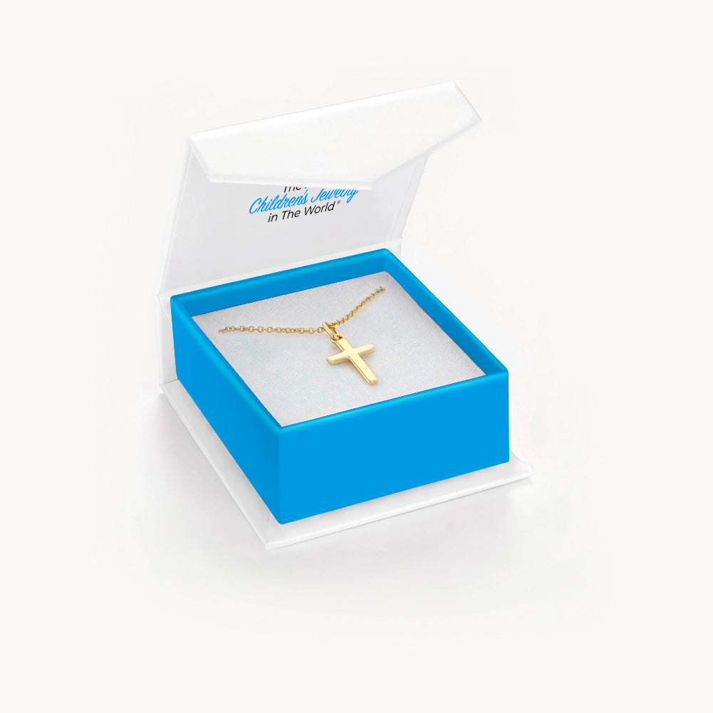 Flat Cross Kids / Boys Pendant/Necklace - 14K Gold Over Sterling Silver