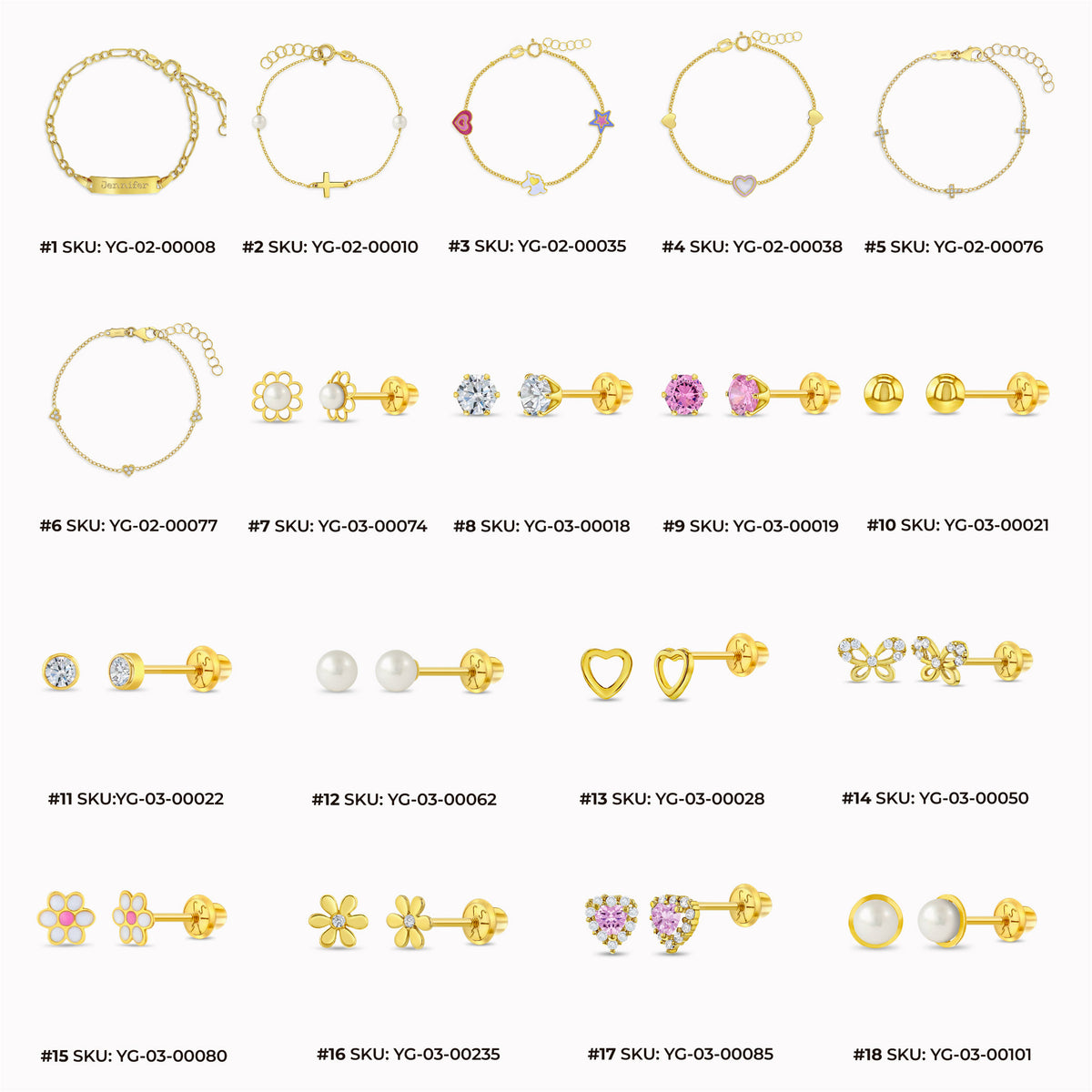 In Season Jewelry Best Selling 14k Yellow Gold Leather Display Bundle 35 Pieces