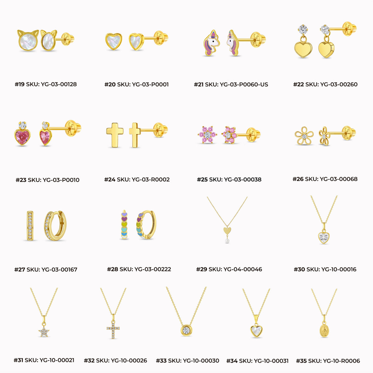 In Season Jewelry Best Selling 14k Yellow Gold Leather Display Bundle 35 Pieces