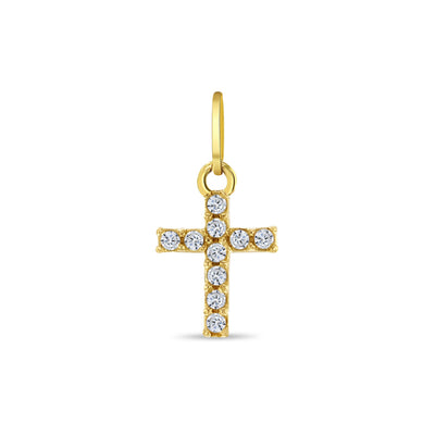 14k Gold Clear CZ Cross Kids / Children's / Girls for Charm Bracelet