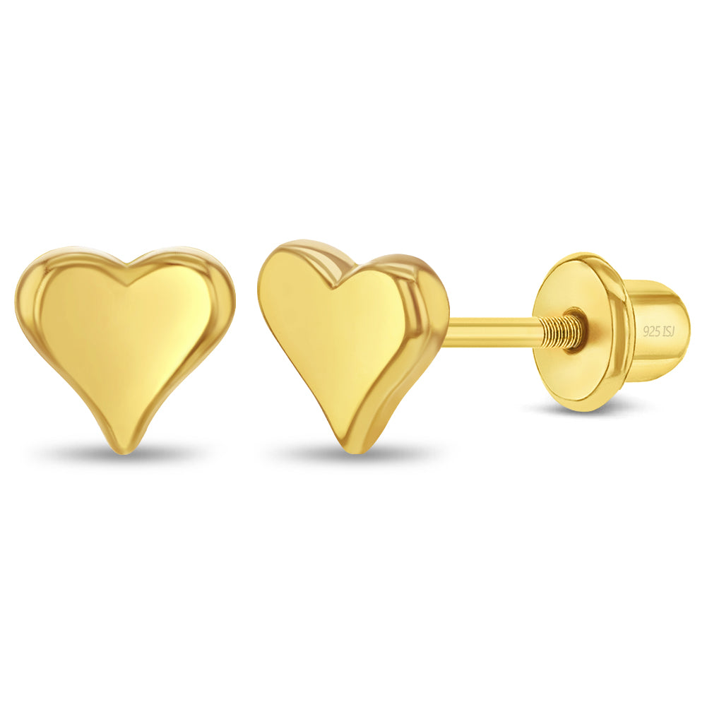 Tiny Heart Toddler / Kids Earrings Screw Back - 14k Gold Over Sterling Silver