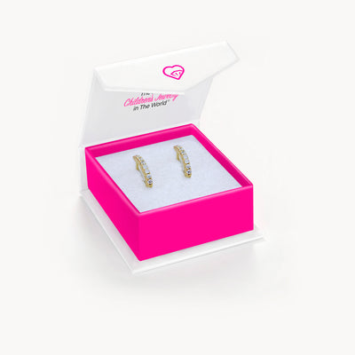 CZ Encrusted Baby / Toddler Earrings Huggie - 14k Gold Over Sterling Silver