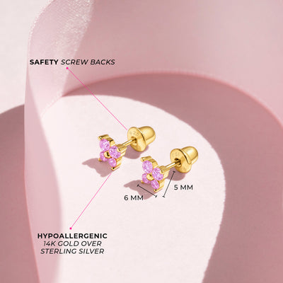 Teenie Tiny Butterfly Baby / Toddler / Kids Earrings Screw Back - 14k Gold over Sterling Silver