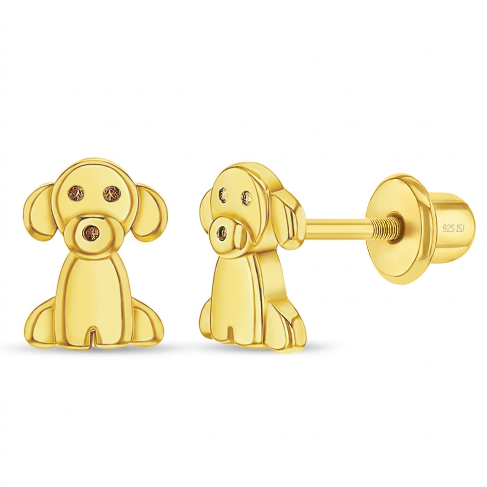 Puppy Dog Pal Kids / Children's / Girls Earrings Screw Back - 14k Gold over Sterling Silver