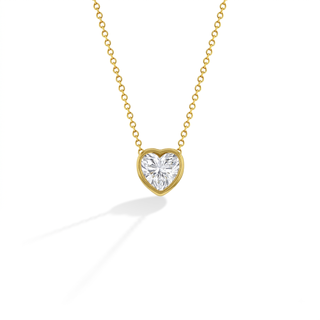 CZ Chain Through Heart 14-16" Kids / Children's / Girls - 14k Gold Over Sterling Silver