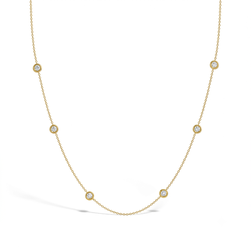 CZ Station 14-16" Kids / Children's / Girls Necklace - 14k Gold Over Sterling Silver