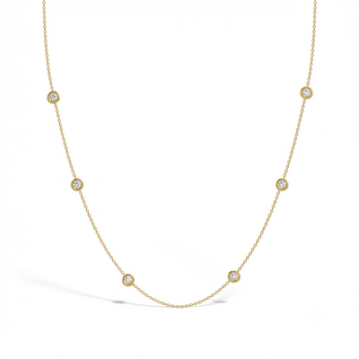CZ Station 14-16" Kids / Children's / Girls Necklace - 14k Gold Over Sterling Silver
