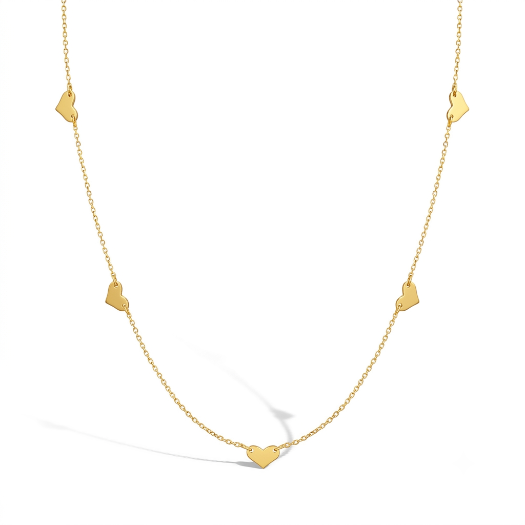 Heart Chain 14-16" Kids / Children's / Girls Necklace - 14k Gold Over Sterling Silver