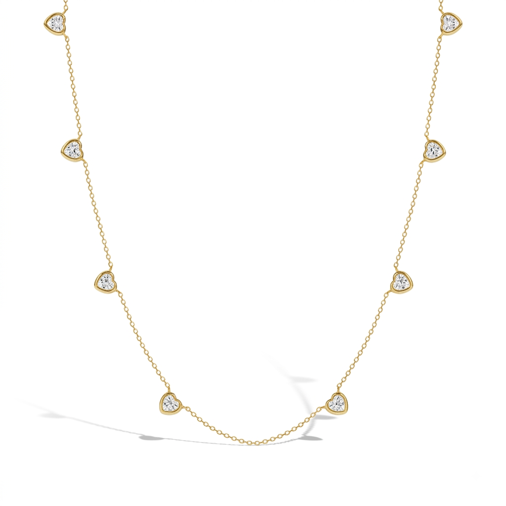 Heart Station 14-16" Kids / Children's / Girls Necklace - 14k Gold Over Sterling Silver