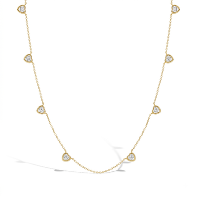 Heart Station 14-16" Kids / Children's / Girls Necklace - 14k Gold Over Sterling Silver