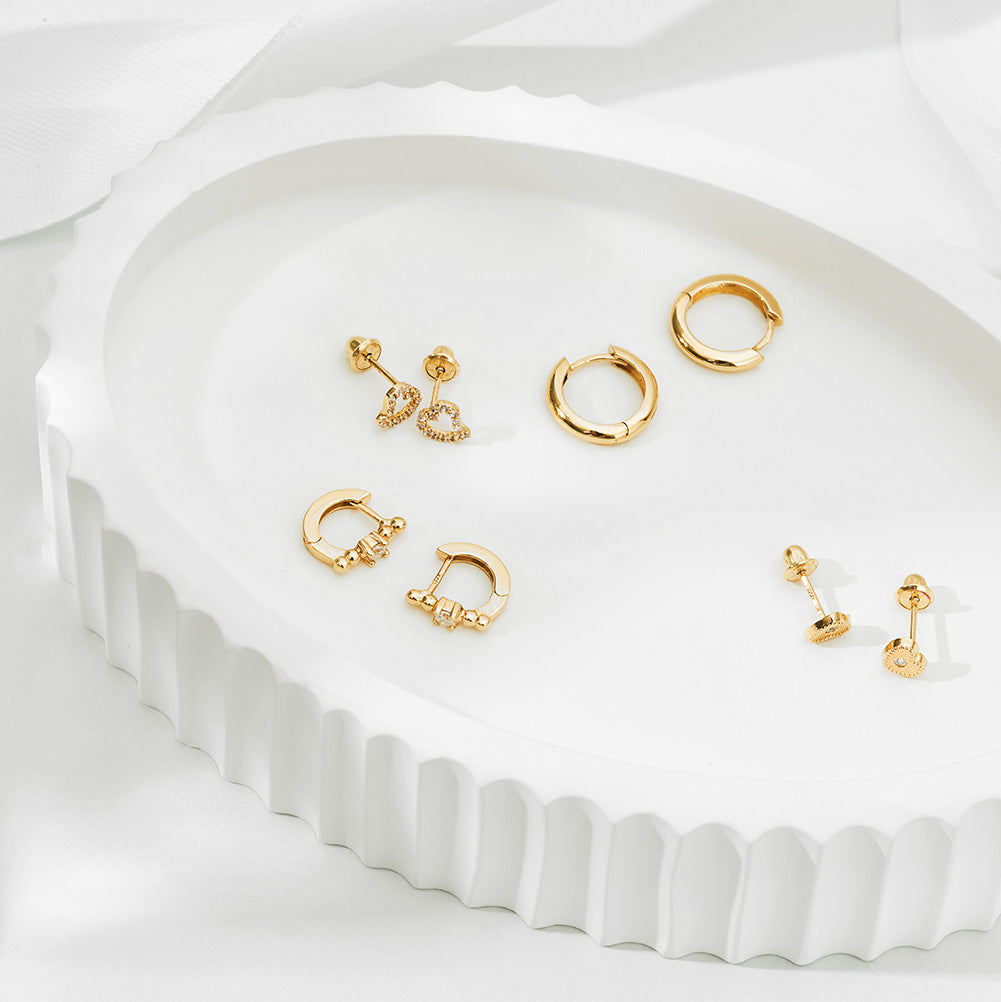 14k Gold Thick Polished 7mm Toddlers / Kids / Children's / Girls Earrings Hoop