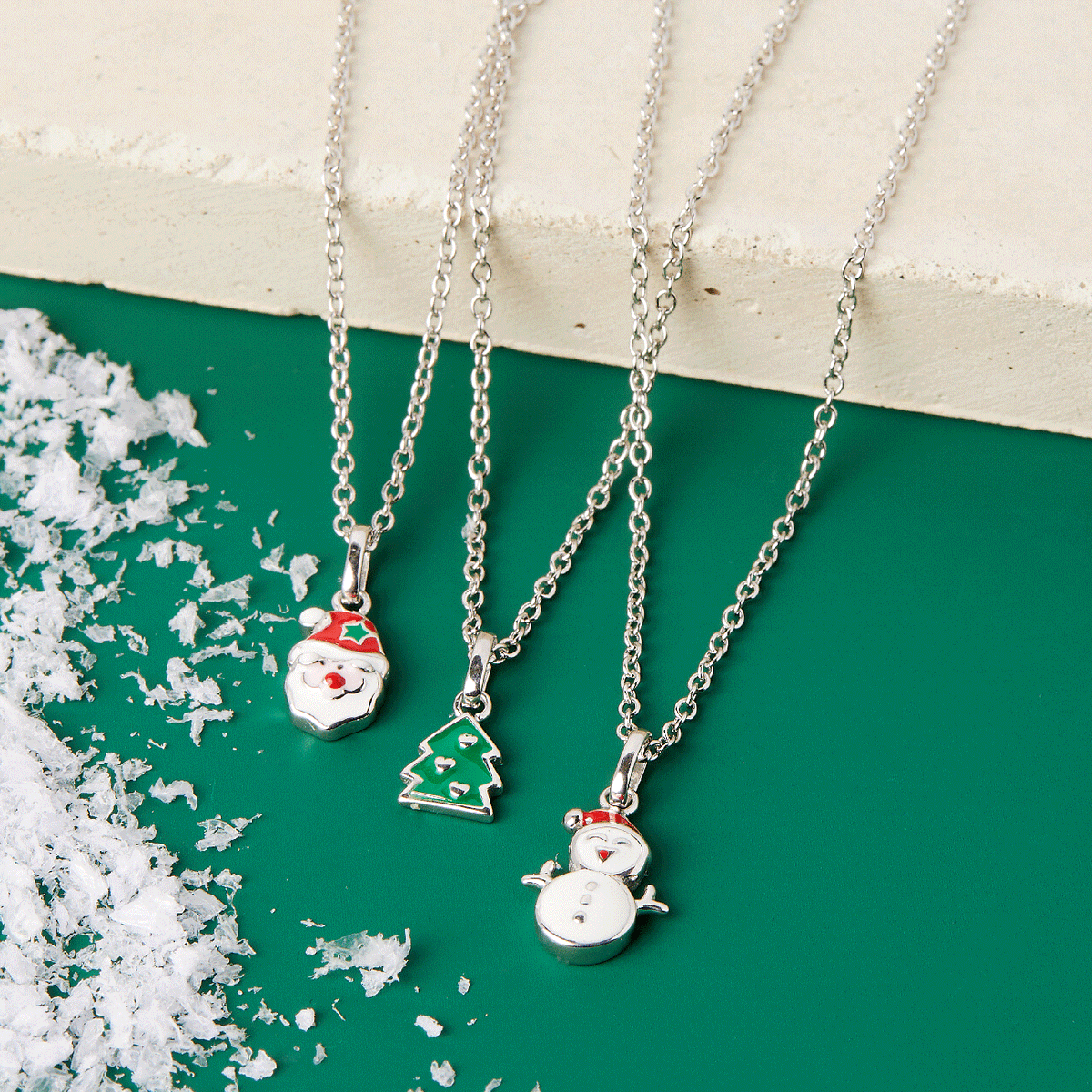 Festive Christmas Tree Kids / Children's / Girls Pendant/Necklace Enamel - Sterling Silver