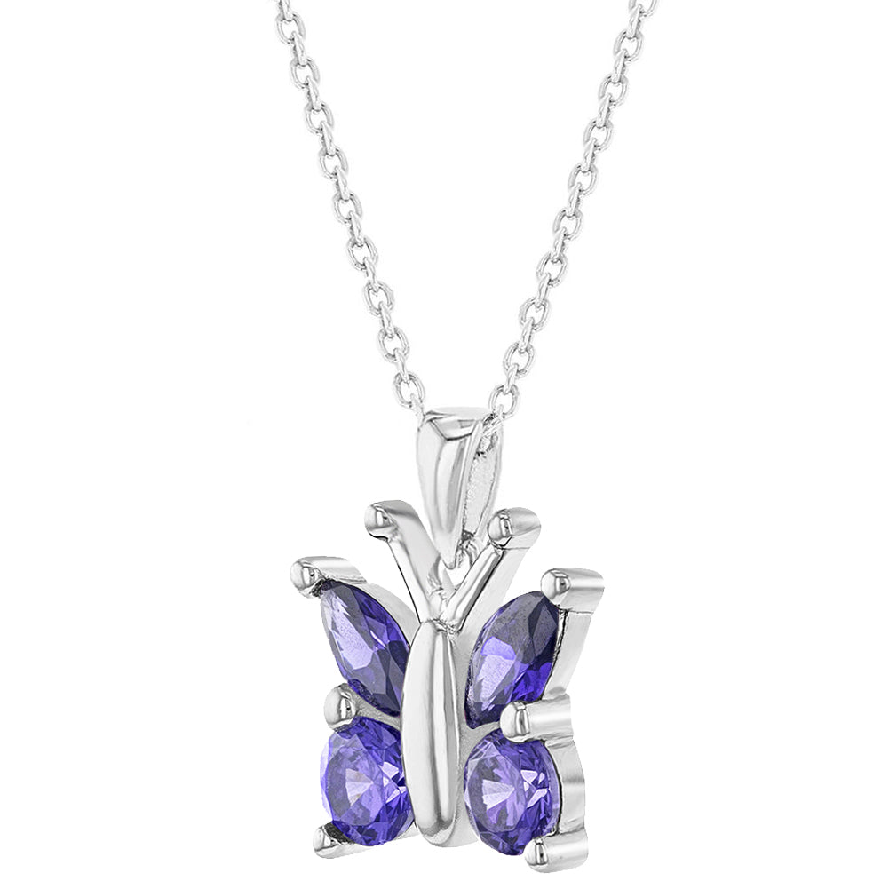 Wholesale Bulk Jewelry Silver Crystal Exquisite Fashion Butterfly Necklace