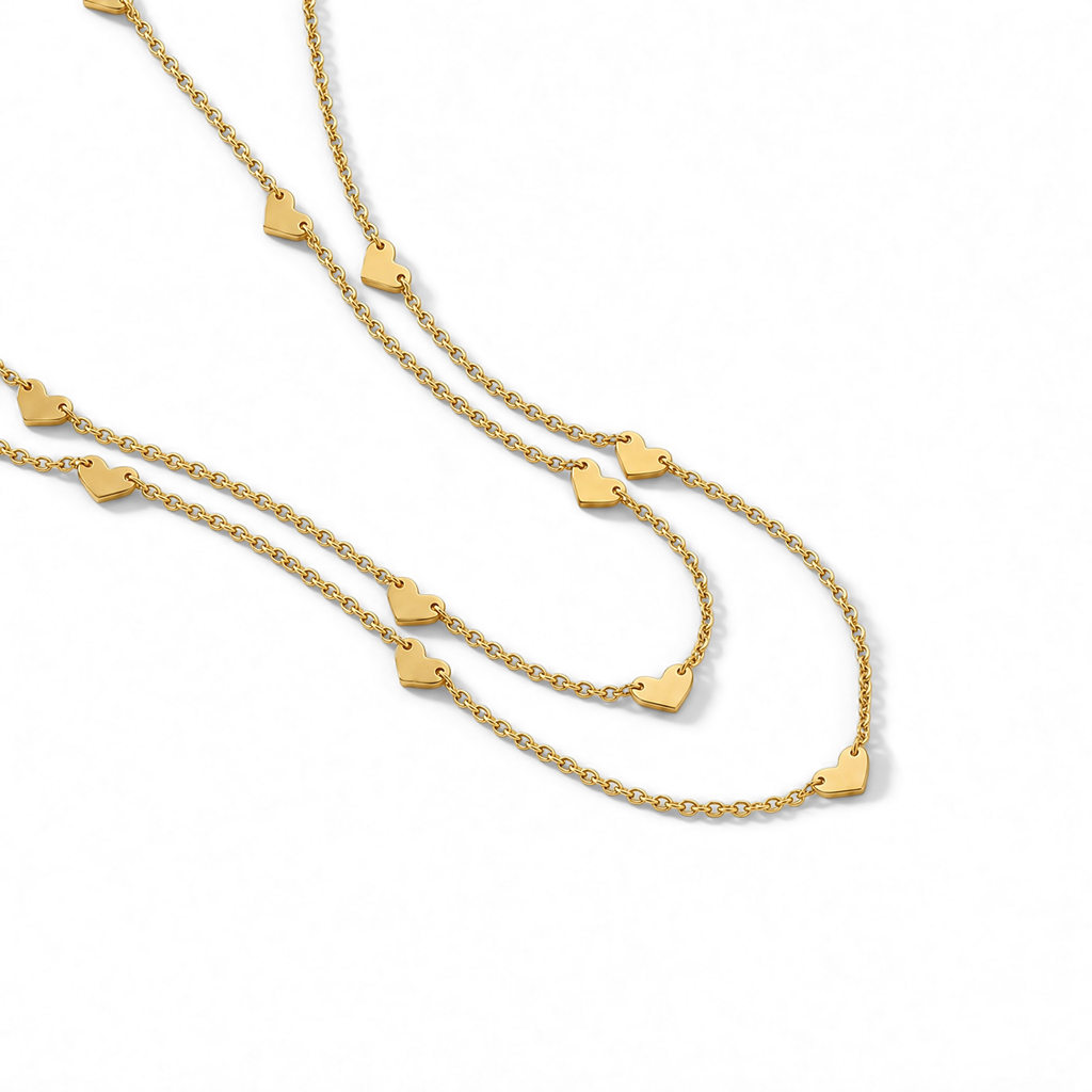 Heart Chain Mommy and Me Necklaces - 14k Gold Over Sterling Silver