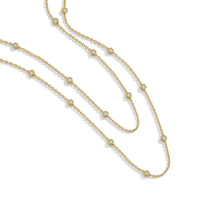 CZ Station Mommy and Me Necklaces - 14k Gold Over Sterling Silver