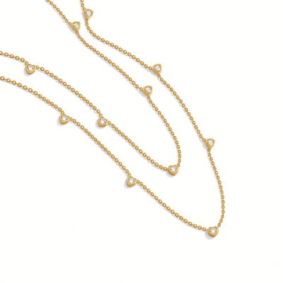 Heart Station Mommy and Me Necklaces - 14k Gold Over Sterling Silver