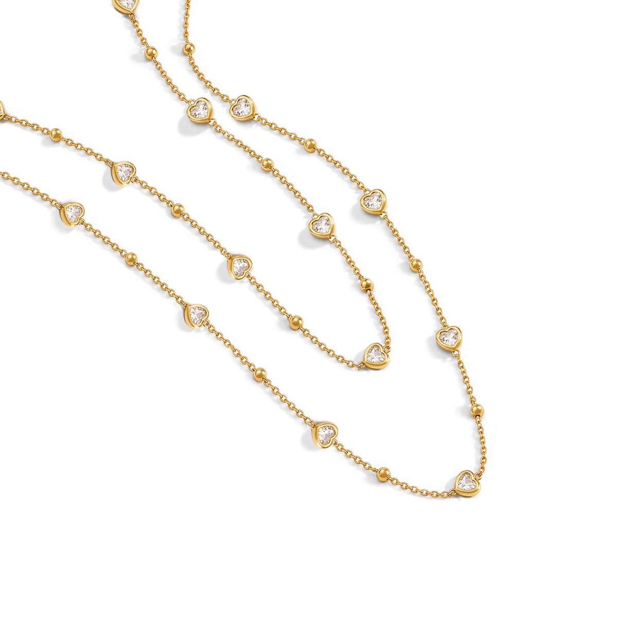 Polished Heart Station Mommy and Me Necklaces - 14k Gold Over Sterling Silver