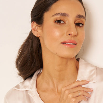 14k Rose Gold Mini 7mm Women's Hoop Earrings