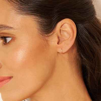 14k Rose Gold Mini 7mm Women's Hoop Earrings