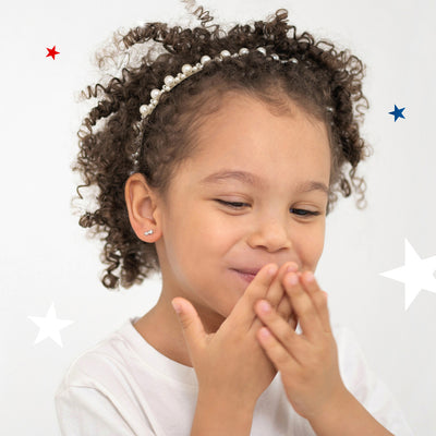 Twinkle Starlight Clear CZ Kids / Children's / Girls Earrings Screw Back - Sterling Silver