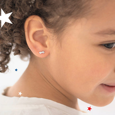 Twinkle Starlight Clear CZ Kids / Children's / Girls Earrings Screw Back - Sterling Silver