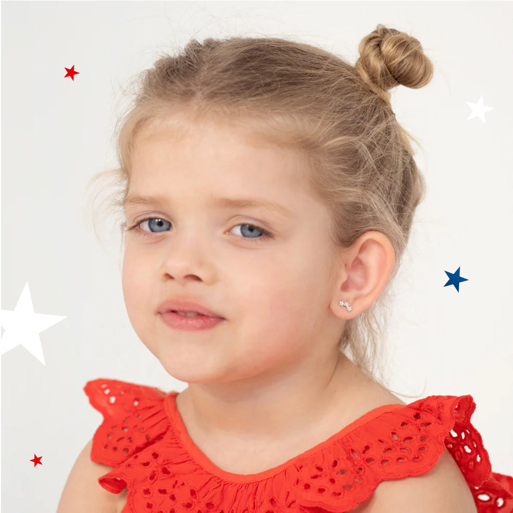 A Band of Stars Kids / Children's / Girls Earrings Screw Back - Sterling Silver
