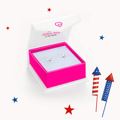 A Band of Stars Kids / Children's / Girls Earrings Screw Back - Sterling Silver