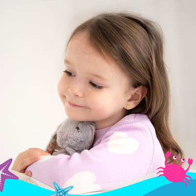 Puffed Blossom Kids / Children's Earrings Screw Back - Gold Plated Sterling Silver