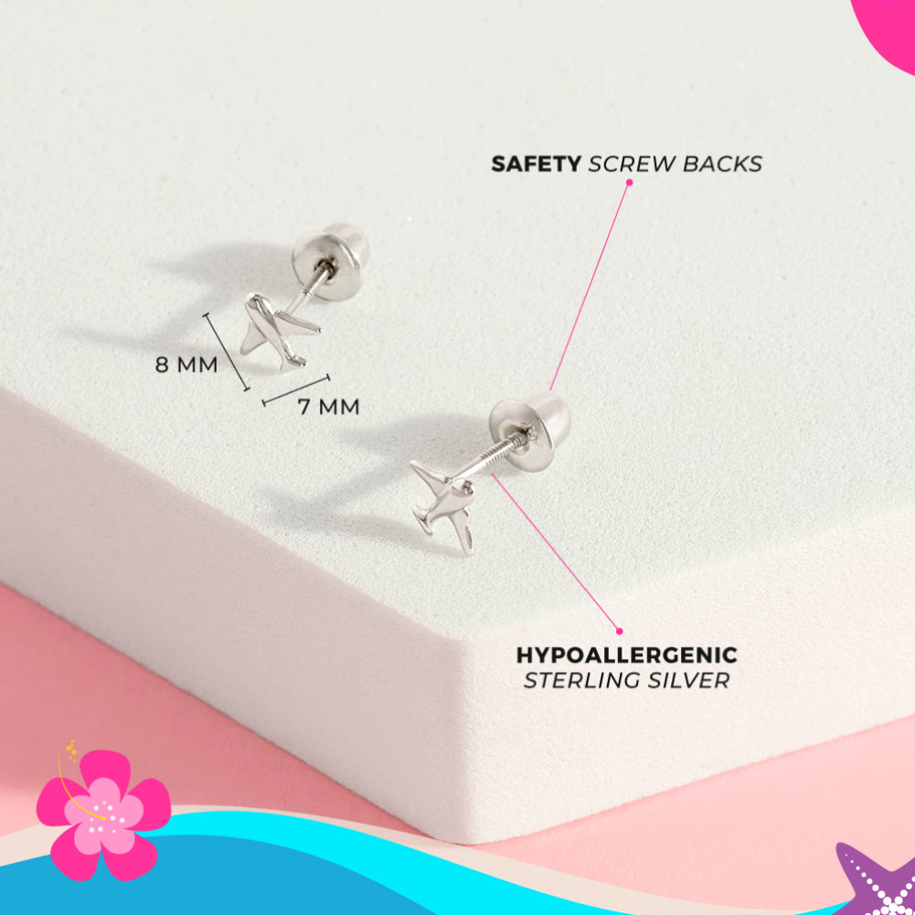 Tiny Traveler Kids / Children's Earrings Screw Back - Sterling Silver