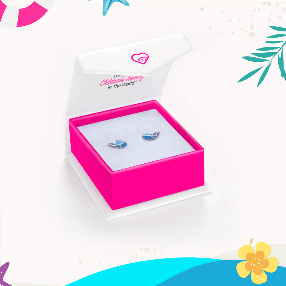 Playful Whale Kids / Children's / Girls Earrings Screw Back - Sterling Silver